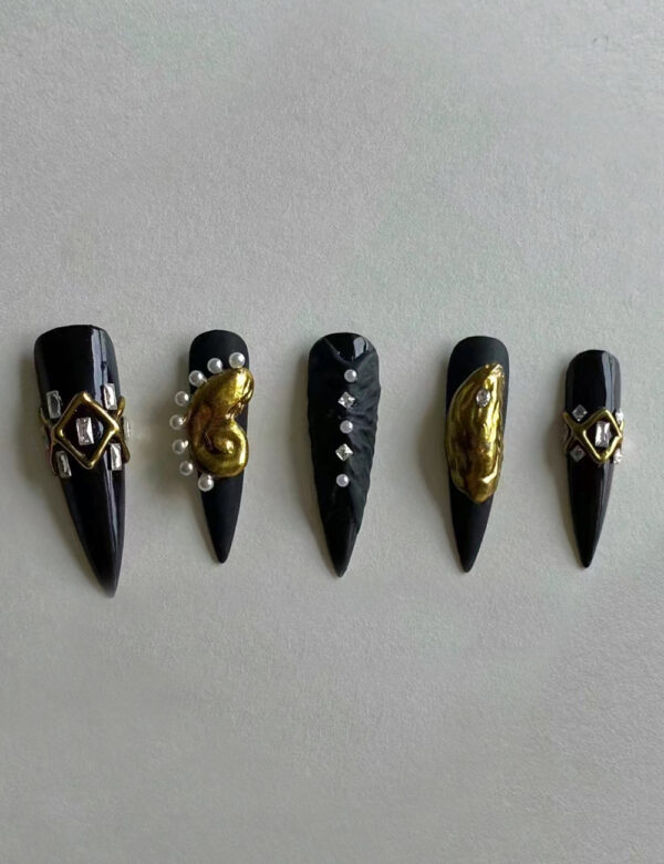 Schiaparelli Black Gold Nails