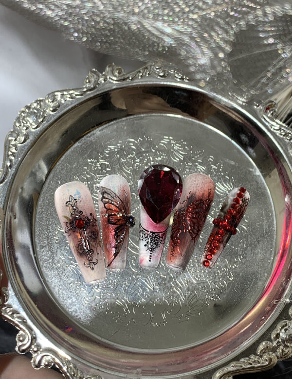 Ruby Night Elegance Nails - Image 2